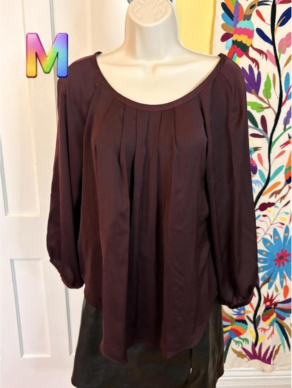 LOFT Women's Burgundy and Brown Blous